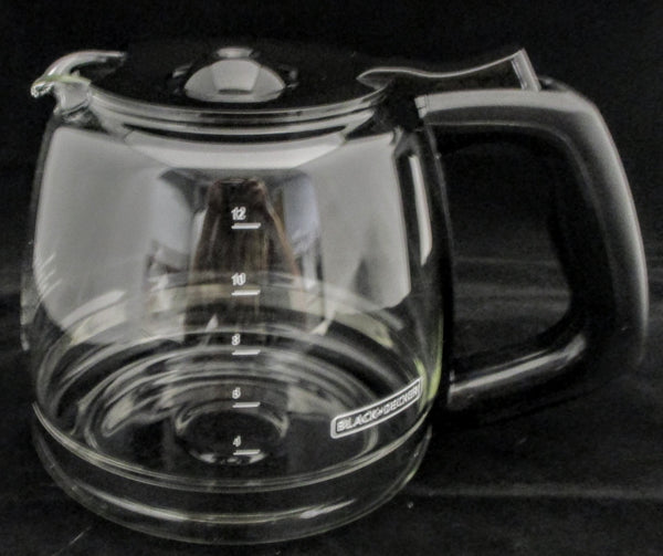 Black Decker Coffee Pot 12 Cup Replacement Glass Carafe Black Lid