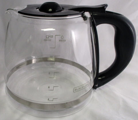 Black & Decker 12-Cup Glass Carafe Black Handle and Lid Replacement